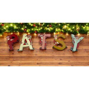 Vintage Wooden Christmas Santa Letters "PATSY" Hand Painted Wood Block Art